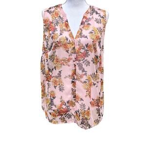A New Day Peach Sheer Sleeveless Wildflowers Top XXL